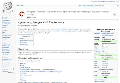 
                            4. Agriculture, Ecosystems & Environment - Wikipedia