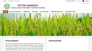 
                            4. Agriculture Investment Support Scheme (Rythu Bandhu)