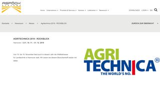 
                            6. Agritechnica 2019 | Startseite - Aspöck Systems