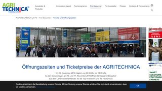 
                            3. Agritechnica 2019 - Tickets und Öffnungszeiten