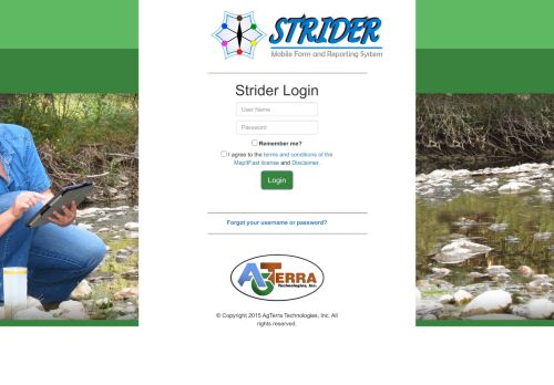 
                            3. AgTerra Technologies: Strider Login Page
