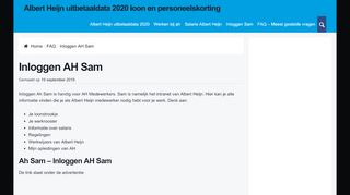 
                            4. Ah Sam - Inloggen AH Sam intranet van Albert Heijn - AH Uitbetaaldata