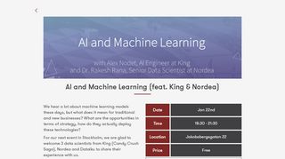 
                            10. AI and Machine Learning (feat. King & Nordea) - Stockholm