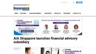 
                            10. AIA Singapore launches financial advisory subsidiary | Insurance ...