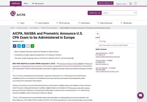 
                            5. AICPA, NASBA and Prometric Announce U.S. CPA Exam to be ...