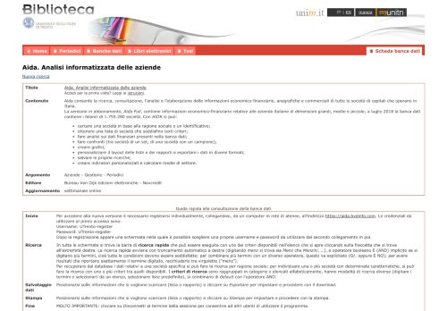 
                            8. Aida. Analisi informatizzata delle aziende - UNITN.it