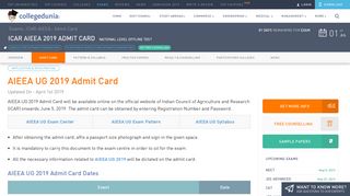 
                            12. AIEEA UG 2019 Admit Card - Collegedunia