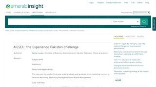 
                            12. AIESEC: the Experience Pakistan challenge | Emerald ...