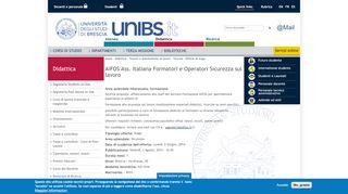 
                            12. AiFOS Ass. Italiana Formatori e Operatori Sicurezza sul lavoro - Unibs