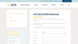 
                            3. AIFS Bonusprogramm - Registrieren