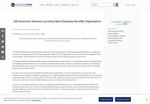 
                            13. AIG American General Launches New Employee Benefits ...