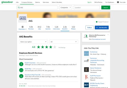 
                            10. AIG Employee Benefits and Perks | Glassdoor.ca