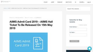 
                            8. AIIMS Admit Card 2019 – AIIMS Hall Ticket To Be Released On 15th ...