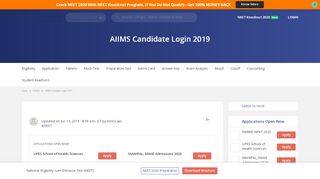 
                            12. AIIMS Candidate Login 2019 - Application Form, Admit Card, Result