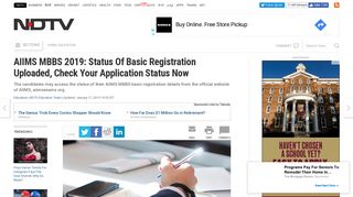 
                            3. AIIMS MBBS 2019: Status Of Basic Registration Uploaded ...