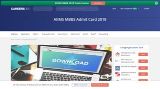 
                            4. AIIMS MBBS Admit Card 2019, Hall Tickets - Download here - Medicine