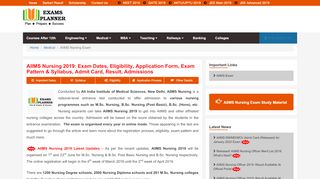 
                            10. AIIMS Nursing 2019 - Application Form, Eligibility, Exam Date