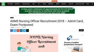 
                            9. AIIMS Nursing Officer Recruitment 2018 – Admit Card, Exam ...