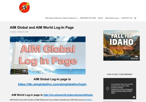 
                            11. AIM Global Log-in Page: DTC.AIMGLOBALINC.COM - AIM World