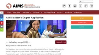 
                            2. AIMS Master's Degree Application | AIMS