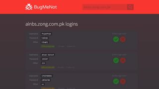 
                            4. ainbs.zong.com.pk passwords - BugMeNot