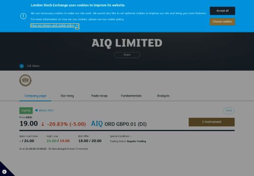 
                            8. AIQ LIMITED share price (AIQ) - London Stock Exchange