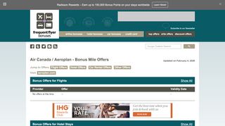 
                            3. Air Canada Aeroplan - Bonus Mile Offers - Frequent Flyer Bonuses