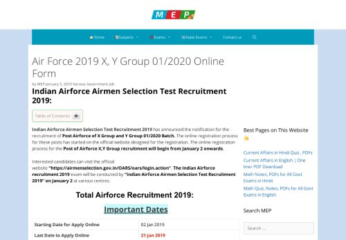
                            4. Air Force 2019 X, Y Group 01/2020 Online Form - MyExamPage
