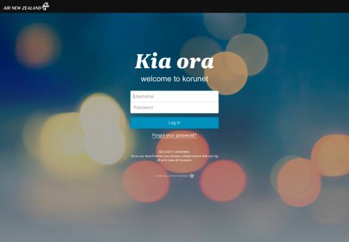 
                            12. Air New Zealand - Login - Korunet