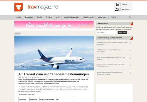 
                            9. Air Transat naar vijf Canadese bestemmingen - TravMagazine
