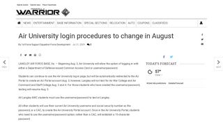 
                            10. Air University login procedures to change in August | Top Stories ...