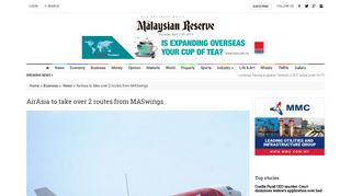
                            11. AirAsia to take over 2 routes from MASwings - The ...