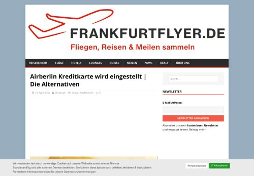 
                            6. Airberlin Kreditkarte wird eingestellt | Die Alternativen - Frankfurtflyer.de