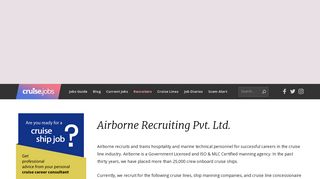 
                            4. Airborne Recruiting Pvt. Ltd. - Cruise Ship Jobs