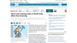 
                            5. Aircel cuts roaming rates in South India, offers free incoming - The ...