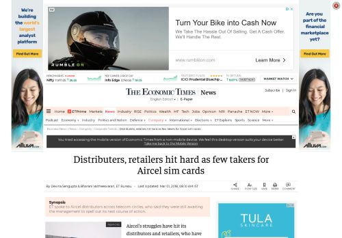 
                            13. Aircel: Distributers, retailers hit hard as few takers for Aircel sim cards ...