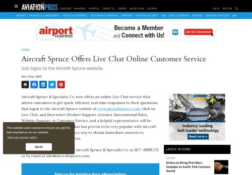 
                            8. Aircraft Spruce Offers Live Chat Online Customer Service - Aviation Pros