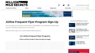 
                            10. Airline Frequent Flyer Program Sign-Up - Million Mile Secrets