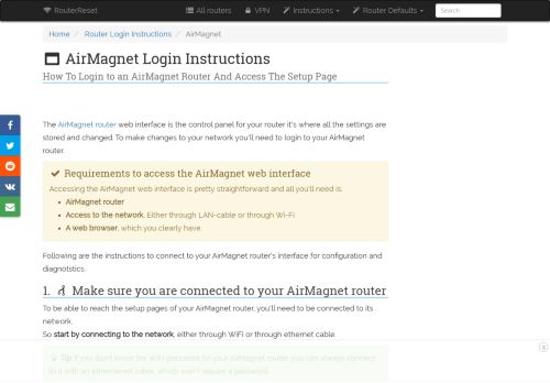 
                            6. AirMagnet Login: How to Access the Router Settings | RouterReset