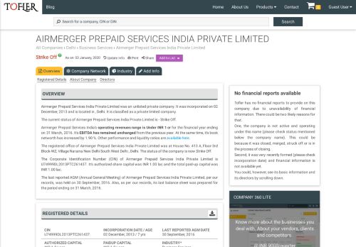 
                            1. Airmerger Prepaid Services India Private Limited - Financial Reports ...