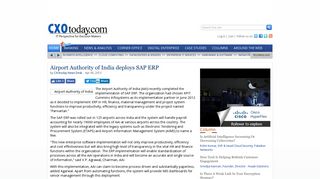 
                            11. Airport Authority of India deploys SAP ERP - CXOtoday.com