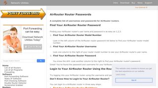 
                            6. AirRouter Router Passwords - Port Forward