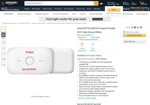 
                            6. Airtel 4G Hotspot - E5573Cs-609 Portable Wi-Fi Data Device (White ...