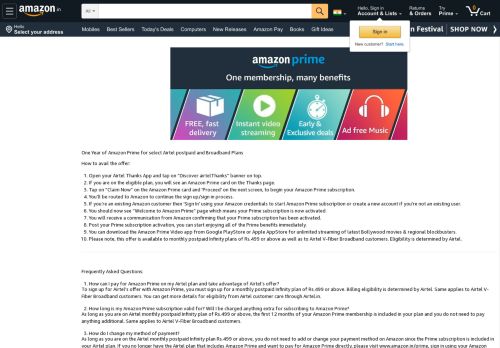 
                            13. Airtel & Amazon Prime @ Amazon.in