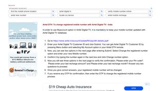 
                            10. Airtel DTH: To change registered mobile number with Airtel Digital TV ...