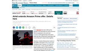 
                            4. Airtel extends Amazon Prime offer. Details here - The Economic Times