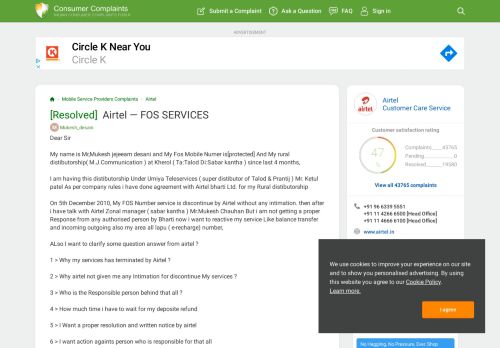 
                            6. Airtel — FOS SERVICES - Indian Consumer Complaints Forum