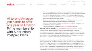 
                            11. Airtel Offers 1Year Amazon Prime Membership with Postpaid Infinity ...