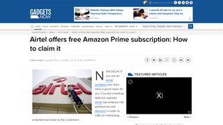 
                            10. Airtel offers free Amazon Prime subscription: How to claim it - Latest ...