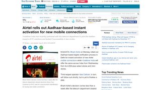 
                            10. Airtel rolls out Aadhaar-based instant activation for new mobile ...